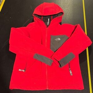 The North Face Kids Red and Gray Fleece Hoodie